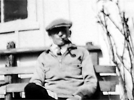 Grandfather Wolter on garden bench.