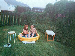 Lynda and Phil having fun in my garden.