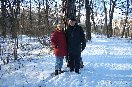 Dieter and Kristina in a winter scene.